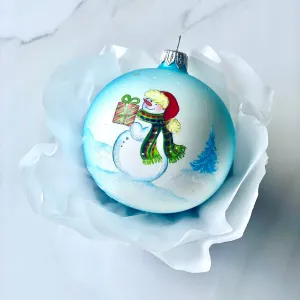 80mm Blue snowman with present