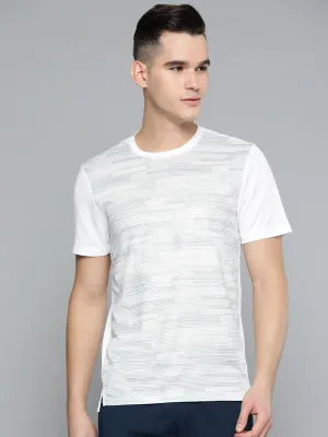 Alcis Men White GreyPrinted Slim Fit Sports T-shirt