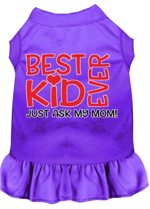 Ask My Mom Screen Print Dog Dress Purple 4x (22)