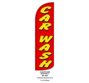 Car Wash (Red) Windless Swooper Feather Flag