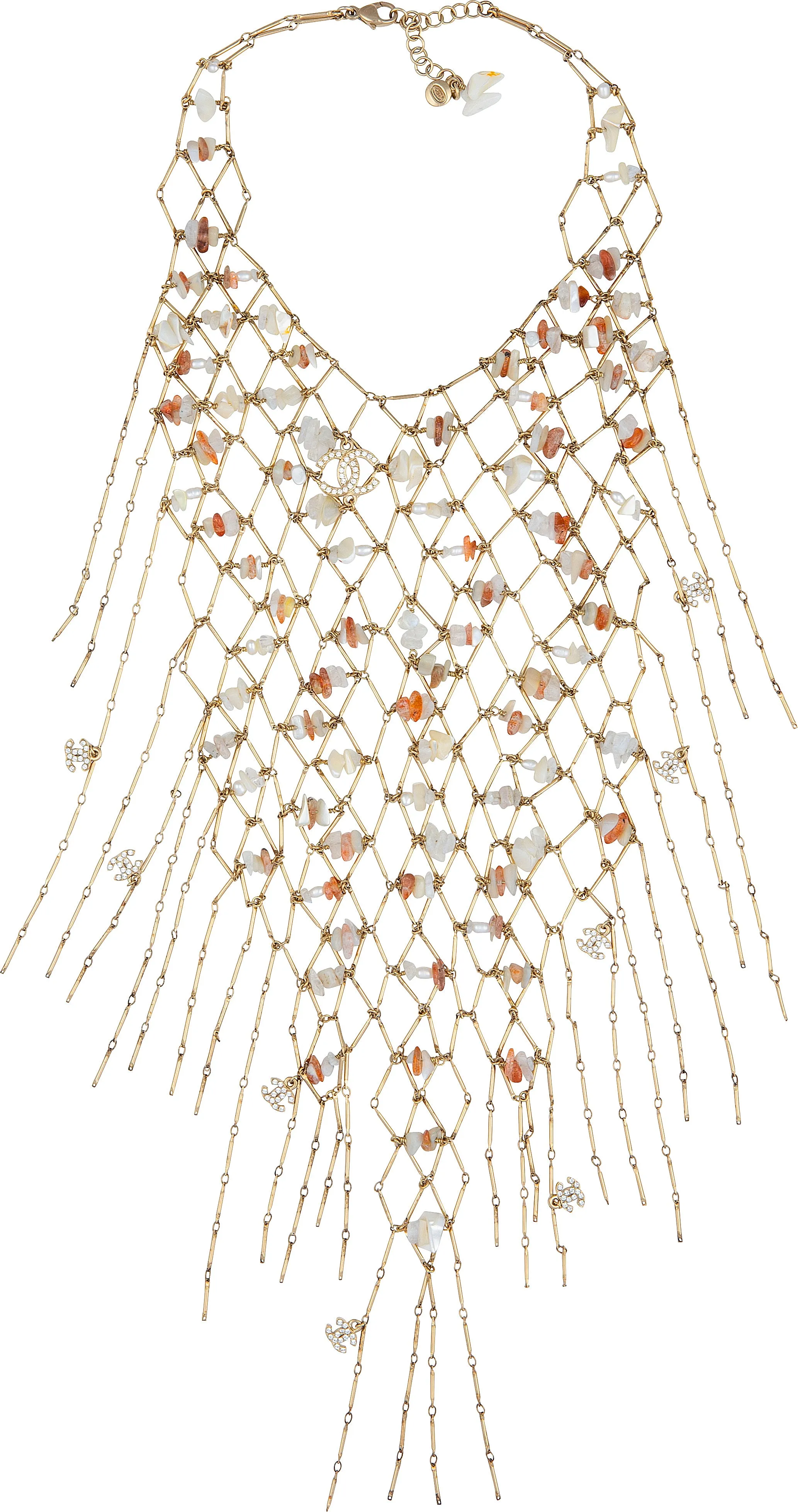 Chanel Cruise 2011 Shell Crystal Fishnet Bib Necklace