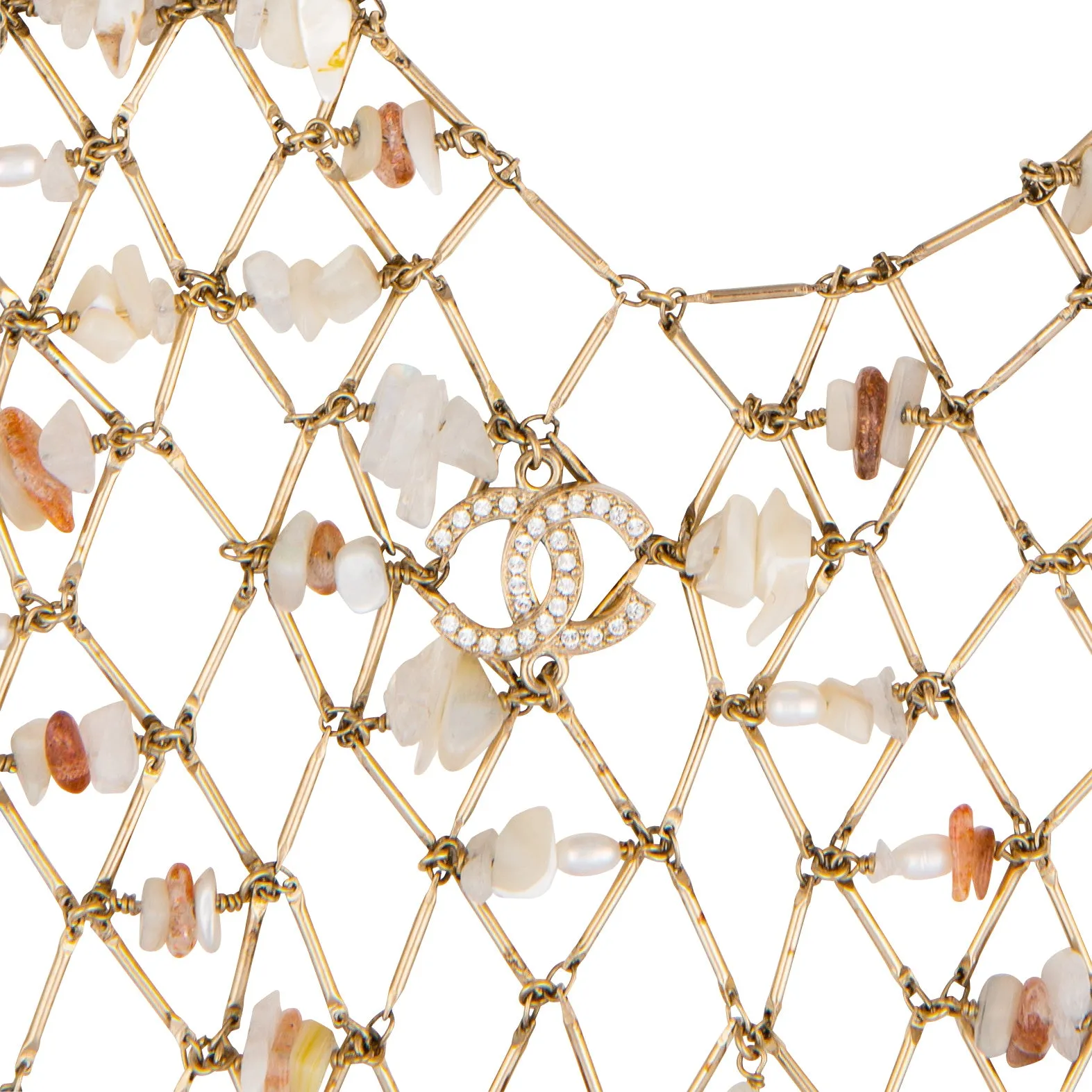 Chanel Cruise 2011 Shell Crystal Fishnet Bib Necklace