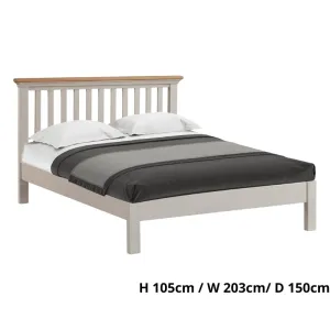 Cotswold Double Bed in Light Grey w/ Lacquered Oak Top