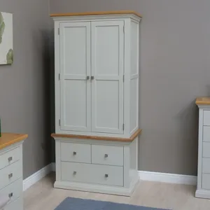 Cotswold Gents Wardrobe in Light Grey w/ Lacquered Oak Top