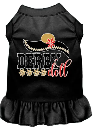 Derby Doll Screen Print Dog Dress Black Lg (14)