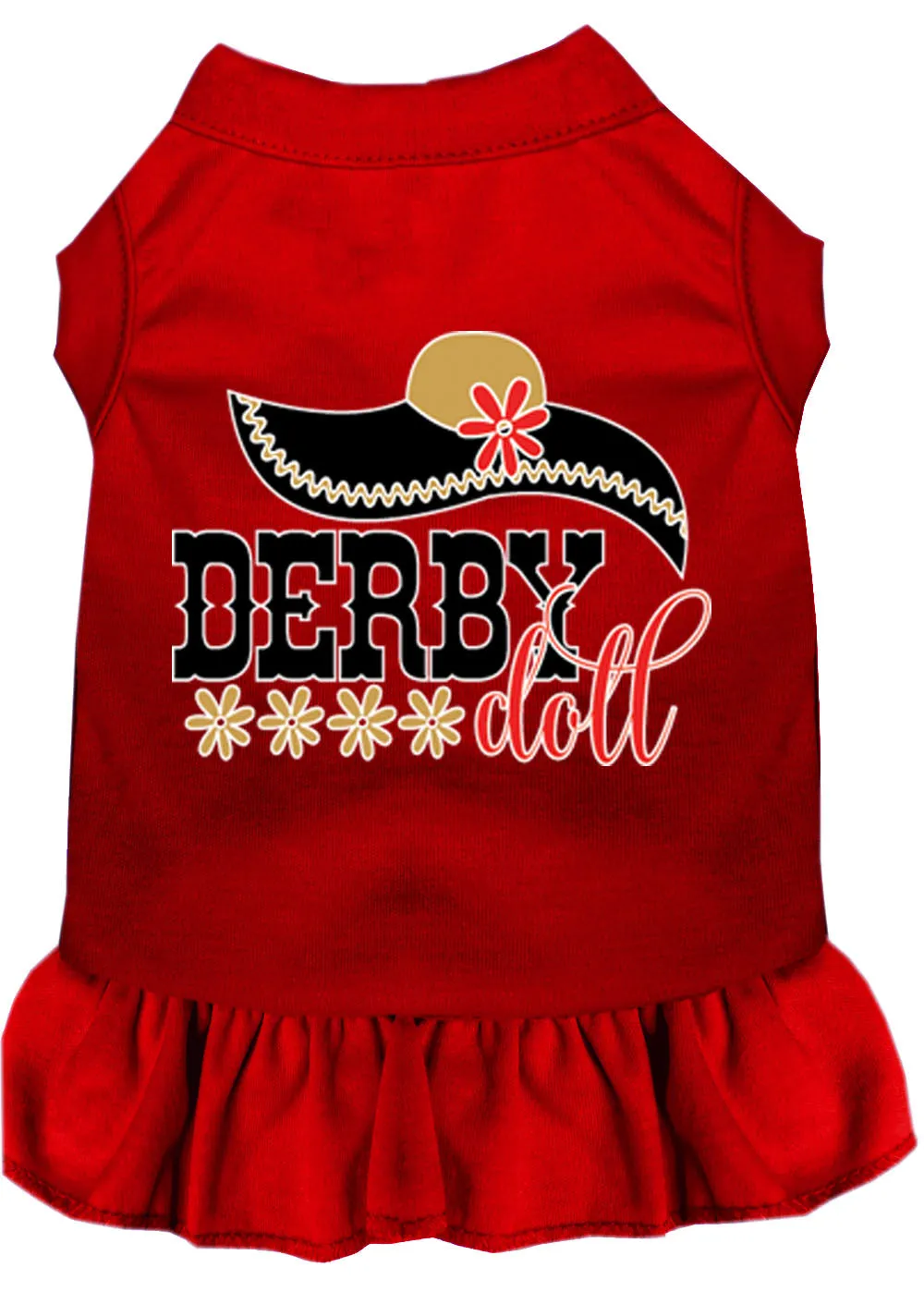 Derby Doll Screen Print Dog Dress Red Xl (16)