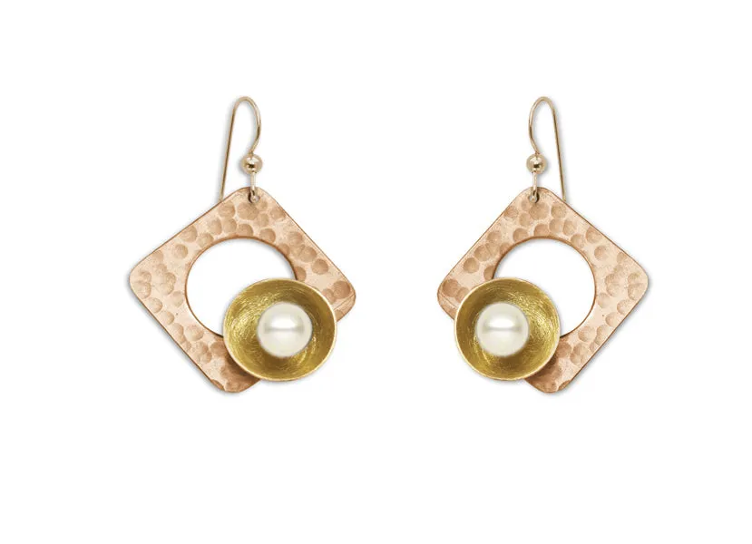 GROW Super Popular Small Angular Dangle Earrings with metal and bead options from the SCULPTURAL Collection