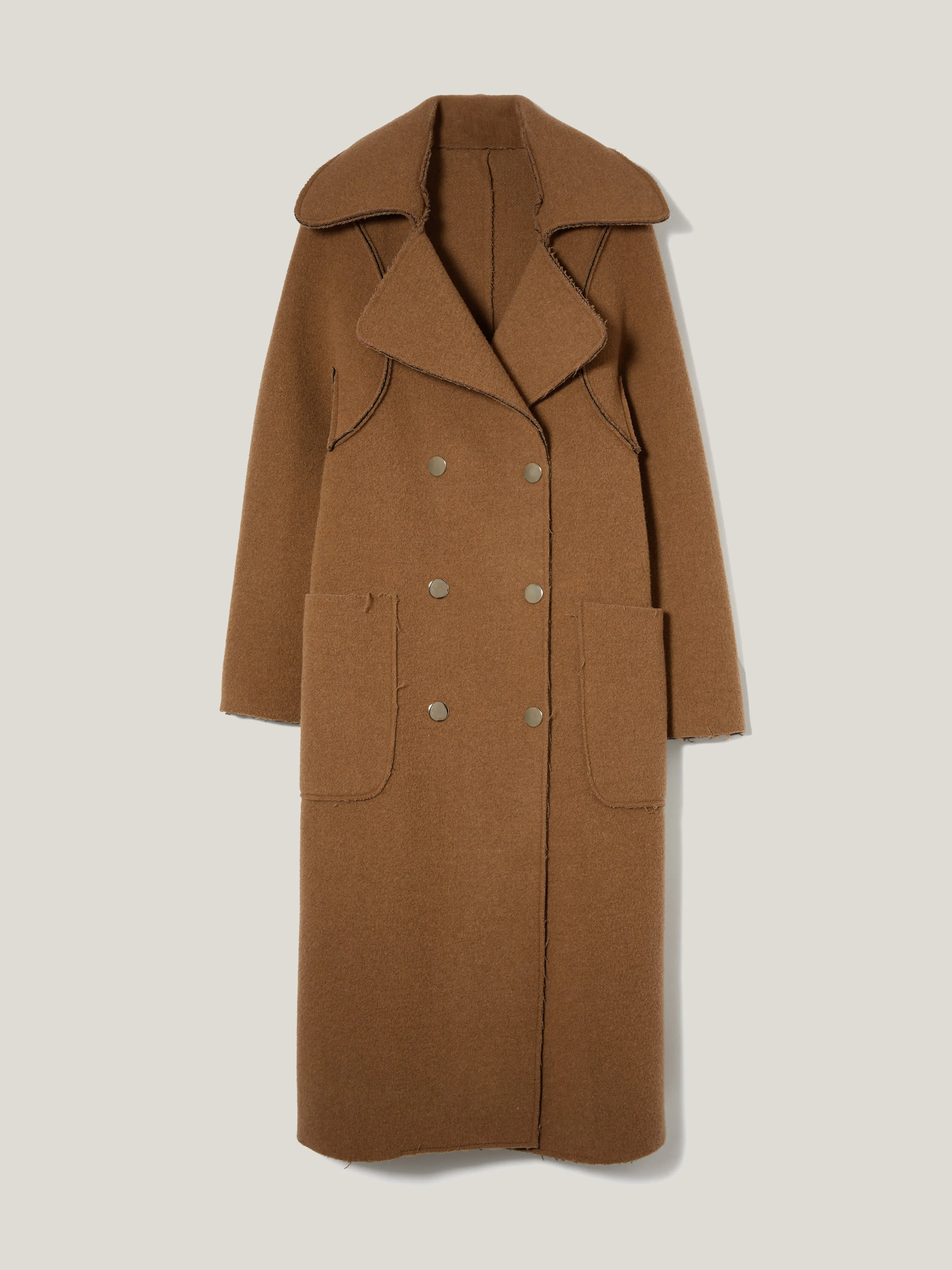 Italian Wool Raw Edge Coat | Camel