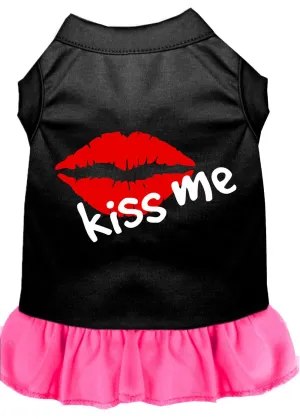 Kiss Me Screen Print Dress Black With Bright Pink Lg (14)