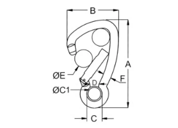 Kong Carbine Hook Carabiner Asymmetric with Eye - 6 Sizes