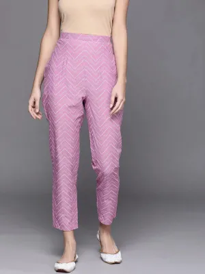 Lavender Printed Cotton Trousers