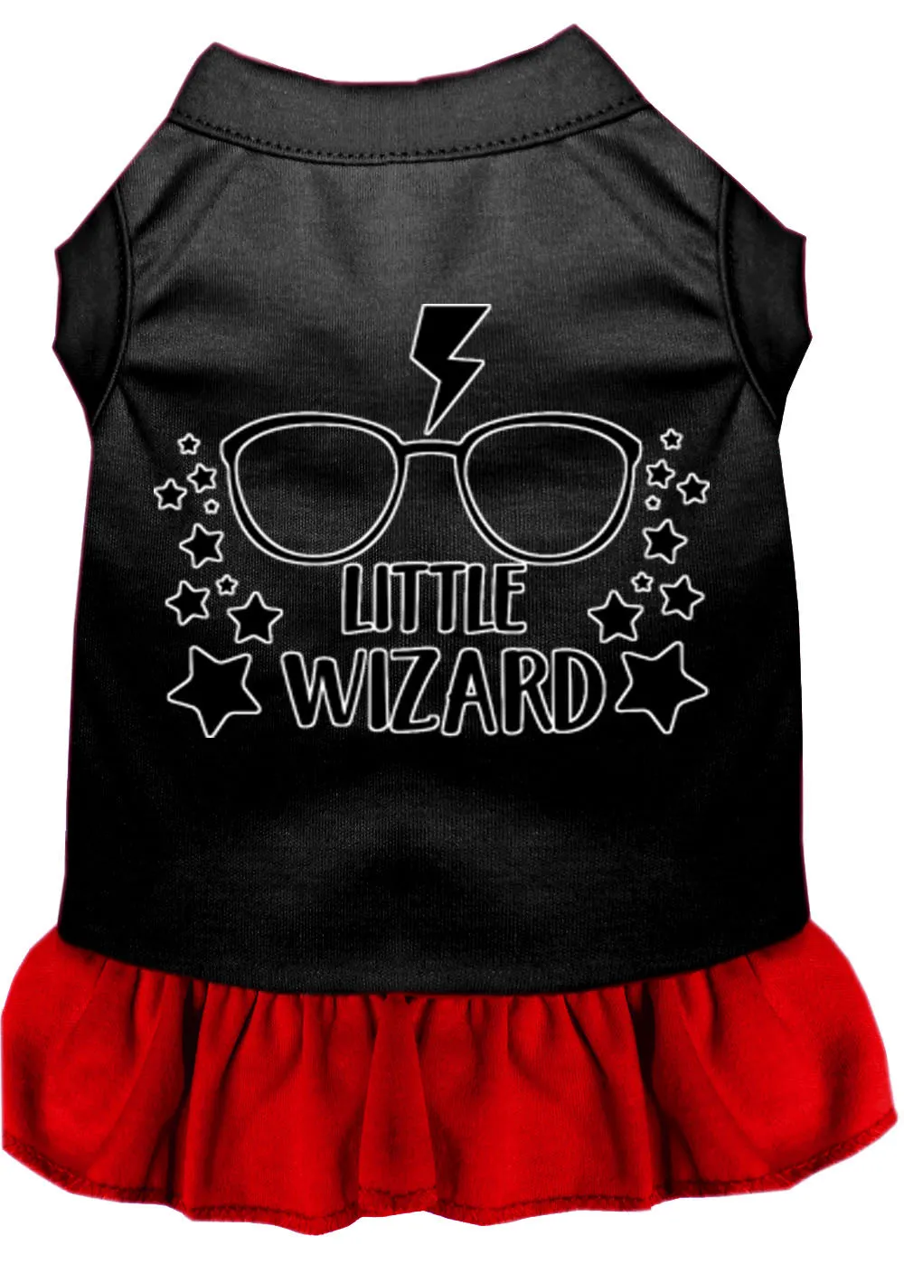 Little Wizard Screen Print Dog Dress Black With Red Sm (10)