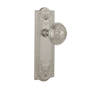 Meadows Long Plate with Egg & Dart Knob in Satin Nickel