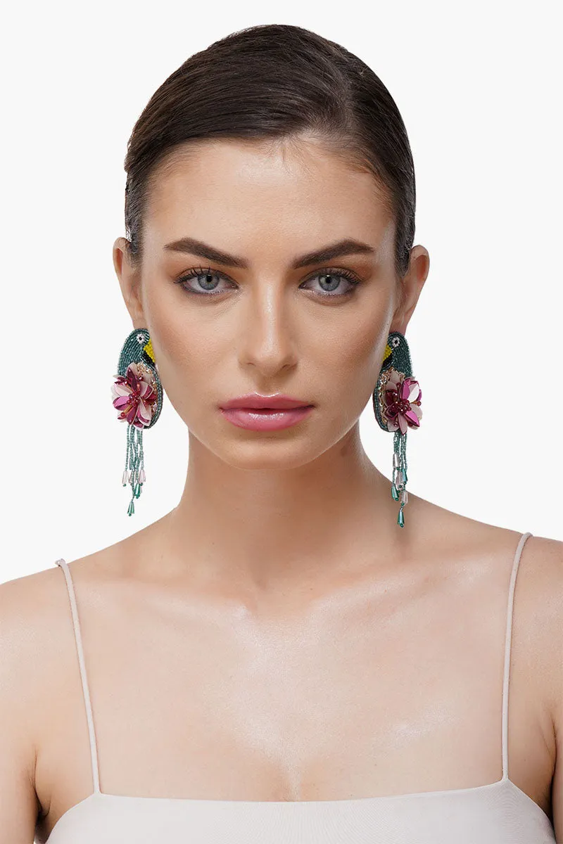 Retro Parrot Beaded Earrings