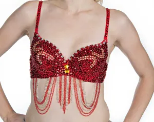 Sexy Chandelier Embellished Sequin Belly Dance Bra Top