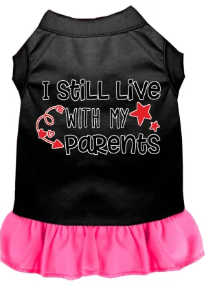 Still Live With My Parents Screen Print Dog Dress Black With Bright Pink Xxl (18)