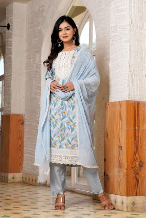 Women Floral Printed Kurta with Trousers  Dupatta