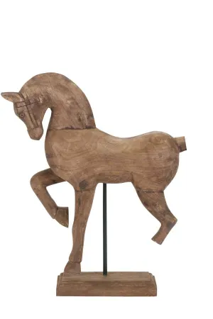 Wooden Horse Ornament - Weathered Brown